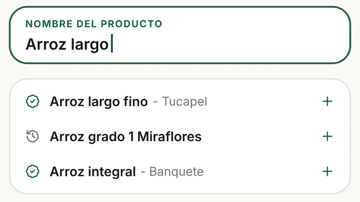 Sugerencias al escribir «Arroz largo»: Arroz largo fino de Tucapel, Arroz grado 1 Miraflores del historial y Arroz integral de Banquete.